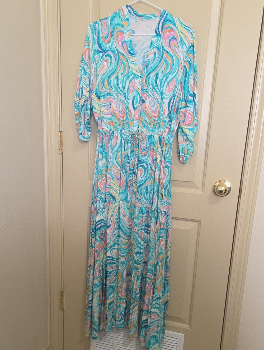 Women's Turquoise Swirl Maxi Dress